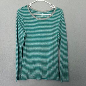 Old Navy Teal and Gray Striped Long Sleeve Tee